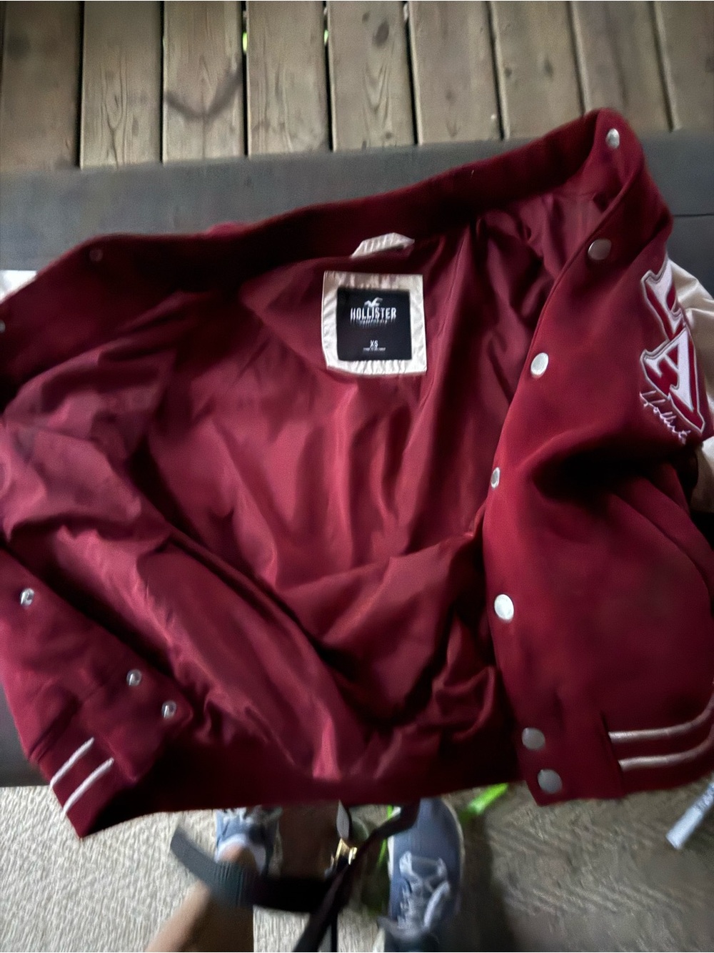 Hollister Maroon and Cream LA Varsity Jacket - Picture 6 of 8